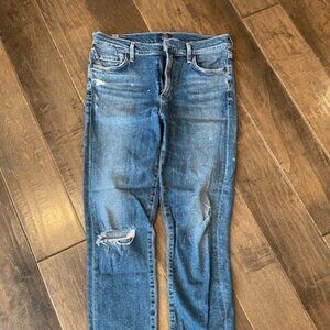 Citizens of Humanity Rocket Crop Highrise Skinny Light Wash Distressed Sz 28